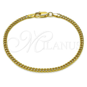 Pulsera Básica 04.63.1424.07 Oro Laminado, Diseño de Miami Cubana, Diamantado, Tono Dorado (Calibre 0.80, Grosor 02.8 MM, 7 Pulgadas de Largo)