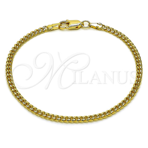 Pulsera Básica 04.63.1424.07 Oro Laminado, Diseño de Miami Cubana, Diamantado, Tono Dorado (0.80 Gauge, 03 MM Thickness, 7 Inches Length)