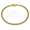 Pulsera Básica 04.63.1424.07 Oro Laminado, Diseño de Miami Cubana, Diamantado, Tono Dorado (0.80 Gauge, 03 MM Thickness, 7 Inches Length)
