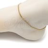 Tobillera Básica 04.63.1424.10 Oro Laminado, Diseño de Miami Cubana, Diamantado, Tono Dorado (Calibre 0.80, Grosor 02.8 MM, 10 Pulgadas de Largo)