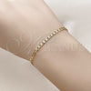 Pulsera Básica 5.222.007.07 Oro Laminado, Diseño de Cubana, Diamantado, Tono Dorado (Thickness, 8 Inches Length)