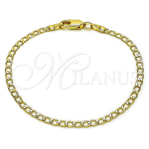 Pulsera Básica 5.222.007.07 Oro Laminado, Diseño de Cubana, Diamantado, Tono Dorado (Thickness, 8 Inches Length)