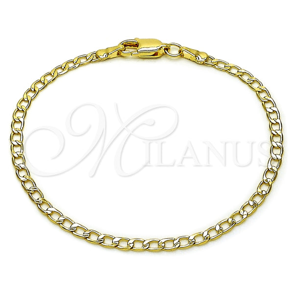 Pulsera Básica 5.222.007.07 Oro Laminado, Diseño de Cubana, Diamantado, Tono Dorado (Thickness, 8 Inches Length)