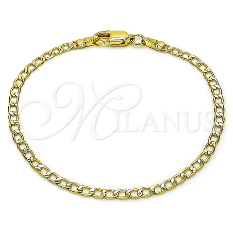 Pulsera Básica 5.222.007.07 Oro Laminado, Diseño de Cubana, Diamantado, Tono Dorado (Thickness, 8 Inches Length)