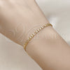 Pulsera Básica 5.222.017.07 Oro Laminado, Diseño de Figaro, Diamantado, Tono Dorado (0.80 Gauge, 03 MM Thickness, 7 Inches Length)