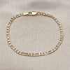 Pulsera Básica 5.222.017.07 Oro Laminado, Diseño de Figaro, Diamantado, Tono Dorado (0.80 Gauge, 03 MM Thickness, 7 Inches Length)