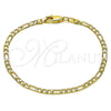 Pulsera Básica 5.222.017.07 Oro Laminado, Diseño de Figaro, Diamantado, Tono Dorado (0.80 Gauge, 03 MM Thickness, 7 Inches Length)