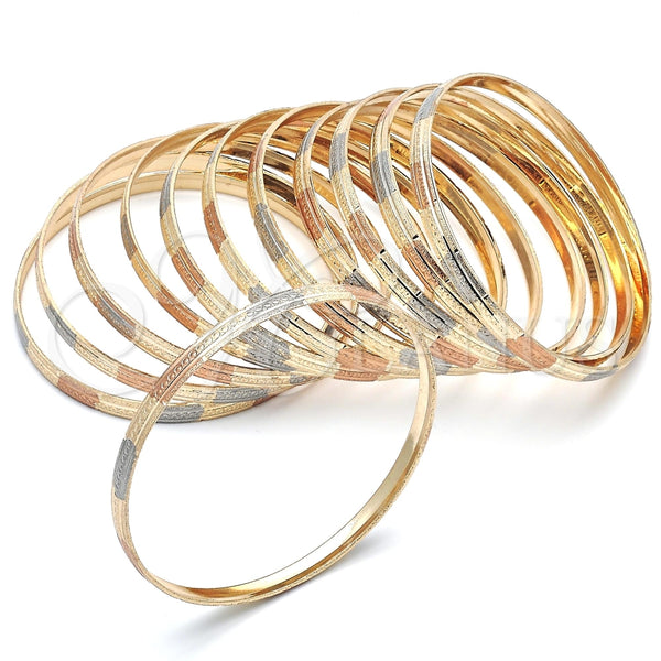 Docena de Aros 03.08.0088.08 Chapa de Oro, Diamantado, Tres Tonos (06 MM Thickness, Size 7 (3.00 Diameter))