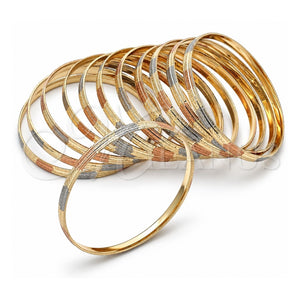 Docena de Aros 03.08.0088.08 Chapa de Oro, Diamantado, Tres Tonos (Grosor 06 MM, Talla 7 (3,00 de Diámetro))