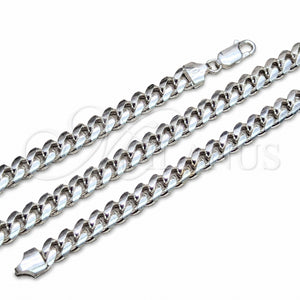 Gargantilla Basica 04.420.0008.26 Plata Rodinada, Diseño de Miami Cubana, Pulido, Tono Plateado (Calibre 220, Grosor 08 MM, 26 Pulgadas de Largo)