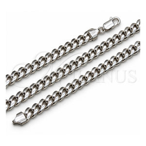 Gargantilla Basica 04.420.0008.26 Plata Rodinada, Diseño de Miami Cubana, Pulido, Tono Plateado (Calibre 220, Grosor 08 MM, 26 Pulgadas de Largo)