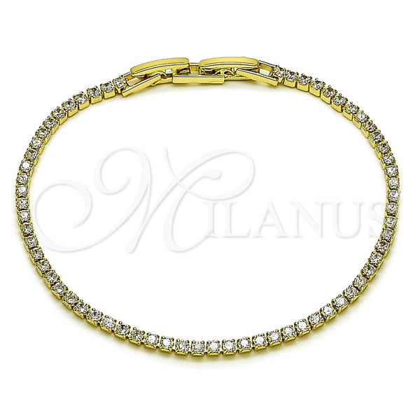 Pulsera Tennis 03.130.0006.1.07 Oro Laminado, con Zirconia Cubica Blanca, Pulido, Tono Dorado (Grosor 02.5 MM, 8 Pulgadas de Largo)