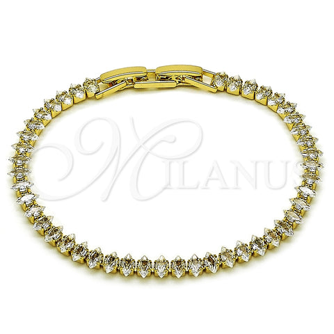 Pulsera Tennis 03.213.0344.07 Oro Laminado, con Zirconia Cubica Blanca, Pulido, Tono Dorado (Grosor 05 MM, 8 Pulgadas de Largo)