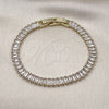 Pulsera Tennis 03.130.0005.5.07 Oro Laminado, Diseño de Baguette, con Zirconia Cubica Blanca, Pulido, Tono Dorado (Grosor 05 MM, 7 Pulgadas de Largo)
