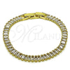 Pulsera Tennis 03.130.0005.5.07 Oro Laminado, Diseño de Baguette, con Zirconia Cubica Blanca, Pulido, Tono Dorado (Grosor 05 MM, 7 Pulgadas de Largo)