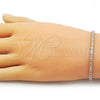 Pulsera Tennis 03.213.0348.07 Oro Laminado, Diseño de Baguette, con Zirconia Cubica Blanca, Pulido, Tono Dorado (Grosor 03.6 MM, 8 Pulgadas de Largo)