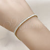 Pulsera Tennis 03.213.0348.07 Oro Laminado, Diseño de Baguette, con Zirconia Cubica Blanca, Pulido, Tono Dorado (Grosor 03.6 MM, 8 Pulgadas de Largo)