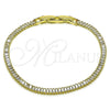 Pulsera Tennis 03.213.0348.07 Oro Laminado, Diseño de Baguette, con Zirconia Cubica Blanca, Pulido, Tono Dorado (Grosor 03.6 MM, 8 Pulgadas de Largo)