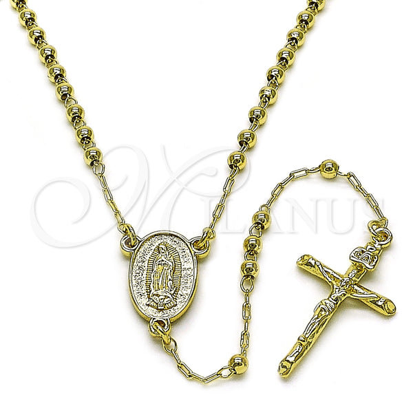Rosario Fino 09.213.0050.18 Oro Laminado, Diseño de Guadalupe y Cruz, Pulido, Tono Dorado