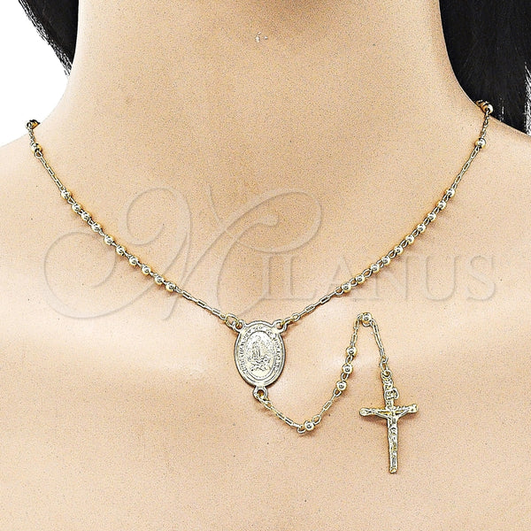 Rosario Fino 09.213.0051.18 Oro Laminado, Diseño de Guadalupe y Cruz, Pulido, Tono Dorado