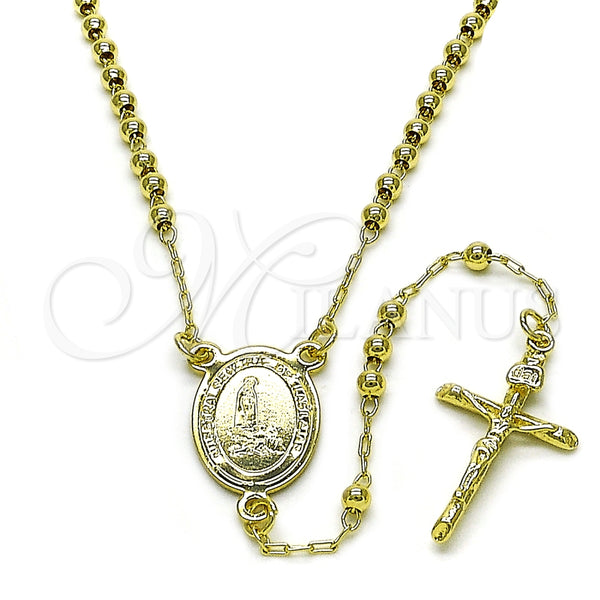Rosario Fino 09.213.0051.18 Oro Laminado, Diseño de Guadalupe y Cruz, Pulido, Tono Dorado