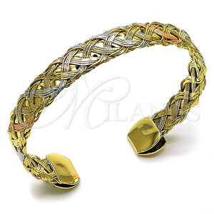 Aro Individual 07.170.0053 Oro Laminado, Diseño de Torcido, Pulido, Tres Tonos (Grosor 10 MM, Talla Unica)