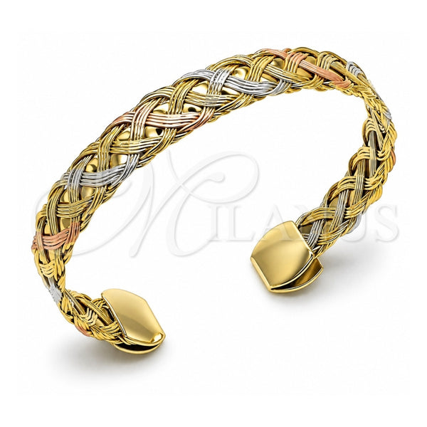 Aro Individual 07.170.0053 Oro Laminado, Diseño de Torcido, Pulido, Tres Tonos (Grosor 10 MM, Talla Unica)