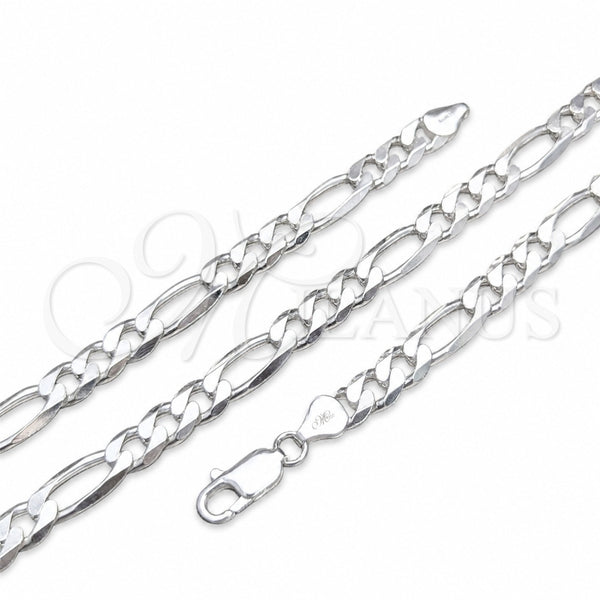 Pulsera Básica 04.420.0009.9 Plata Rodinada, Diseño de Figaro, Pulido, Tono Plateado (Calibre 220, Grosor 08 MM, 9 Pulgadas de Largo)