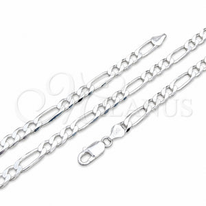 Gargantilla Basica 04.420.0011.26 Plata Rodinada, Diseño de Figaro, Pulido, Tono Plateado (Calibre 180, Grosor 07 MM, 26 Pulgadas de Largo)