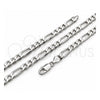 Gargantilla Basica 04.420.0011.26 Plata Rodinada, Diseño de Figaro, Pulido, Tono Plateado (Calibre 180, Grosor 07 MM, 26 Pulgadas de Largo)