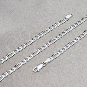 Gargantilla Basica 04.420.0014.22 Plata Rodinada, Diseño de Figaro, Pulido, Tono Plateado (Calibre 100, Grosor 04 MM, 22 Pulgadas de Largo)