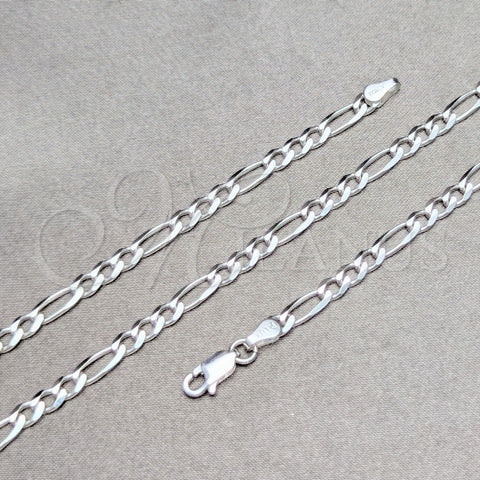 Gargantilla Basica 04.420.0014.22 Plata Rodinada, Diseño de Figaro, Pulido, Tono Plateado (Calibre 100, Grosor 04 MM, 22 Pulgadas de Largo)