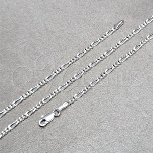 Gargantilla Basica 04.420.0016.18 Plata Rodinada, Diseño de Figaro, Pulido, Tono Plateado (Calibre 0.60, Grosor 02.2 MM, 18 Pulgadas de Largo)
