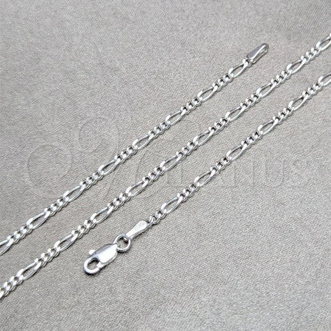 Gargantilla Basica 04.420.0016.18 Plata Rodinada, Diseño de Figaro, Pulido, Tono Plateado (Calibre 0.60, Grosor 02.2 MM, 18 Pulgadas de Largo)