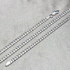 Gargantilla Basica 04.420.0004.24 Plata Rodinada, Diseño de Miami Cubana, Pulido, Tono Plateado (Calibre 120, Grosor 04 MM, 24 Pulgadas de Largo)