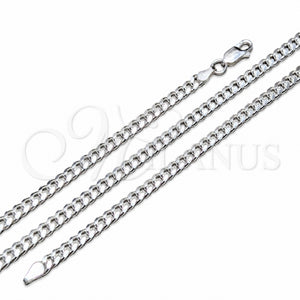 Gargantilla Basica 04.420.0004.24 Plata Rodinada, Diseño de Miami Cubana, Pulido, Tono Plateado (Calibre 120, Grosor 04 MM, 24 Pulgadas de Largo)