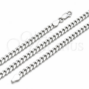 Gargantilla Basica 04.420.0006.24 Plata Rodinada, Diseño de Miami Cubana, Pulido, Tono Plateado (Calibre 180, Grosor 06 MM, 22 Pulgadas de Largo)