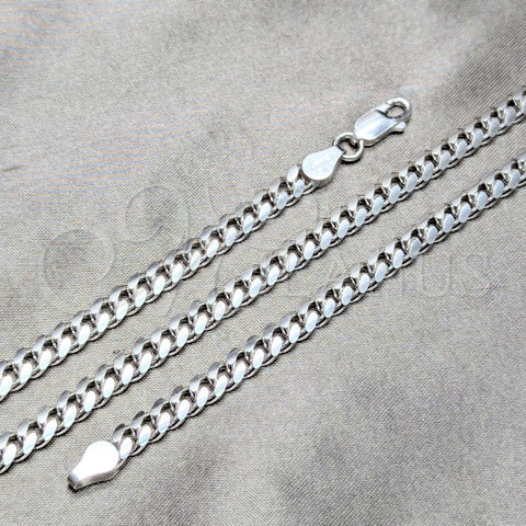 Gargantilla Basica 04.420.0006.24 Plata Rodinada, Diseño de Miami Cubana, Pulido, Tono Plateado (Calibre 180, Grosor 06 MM, 22 Pulgadas de Largo)