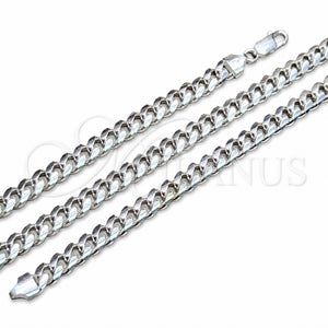 Pulsera Básica 04.420.0007.09 Plata Rodinada, Diseño de Miami Cubana, Pulido, Tono Plateado (Calibre 200, Grosor 07 MM, 9 Pulgadas de Largo)