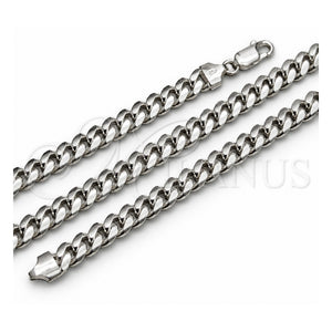 Pulsera Básica 03.420.0008.09.1 Plata Rodinada, Diseño de Miami Cubana, Pulido, Tono Plateado (Calibre 220, Grosor 08 MM, 9 Pulgadas de Largo)