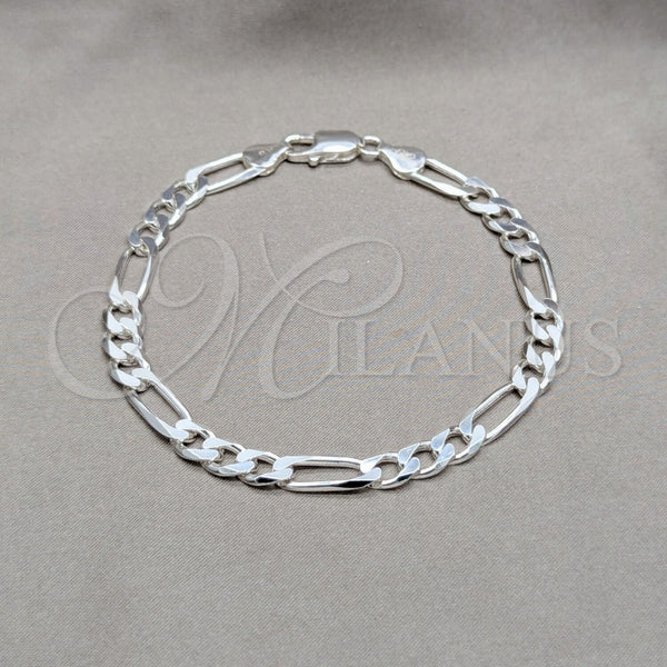 Pulsera Básica 04.420.011.09 Plata Rodinada, Pulido, Tono Plateado (Calibre 180, Grosor 07 MM, 9 Pulgadas de Largo)
