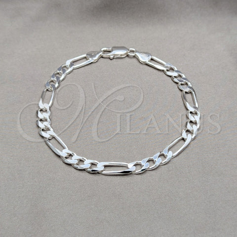 Pulsera Básica 04.420.011.09 Plata Rodinada, Pulido, Tono Plateado (Calibre 180, Grosor 07 MM, 9 Pulgadas de Largo)