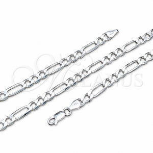 Gargantilla Basica 04.420.0012.22 Plata Rodinada, Diseño de Figaro, Pulido, Tono Plateado (Calibre 150, Grosor 06 MM, 22 Pulgadas de Largo)