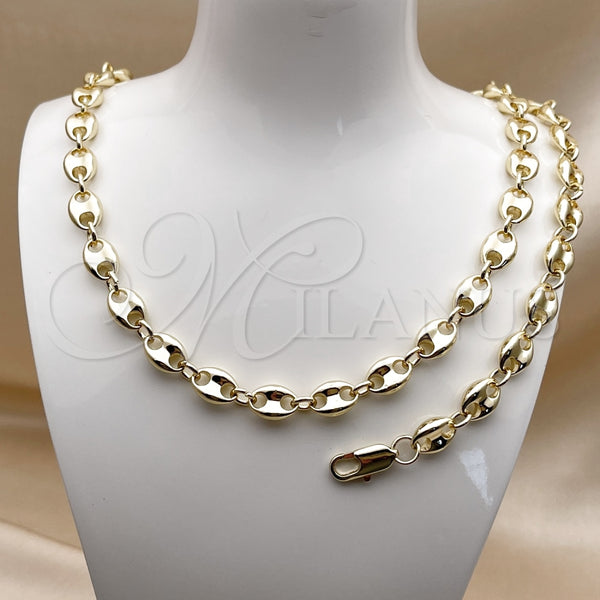 Collar y Pulsera 06.213.0030 Oro Laminado, Diseño de Puff Mariner, Pulido, Tono Dorado