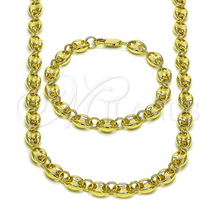 Collar y Pulsera 06.213.0030 Oro Laminado, Diseño de Puff Mariner, Pulido, Tono Dorado