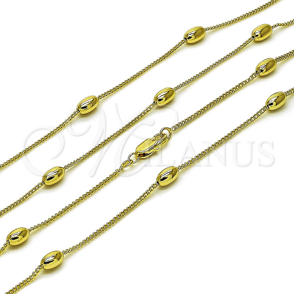 Gargantilla Basica 04.213.0280.22 Oro Laminado, Diseño de Miami Cubana y Bola, Pulido, Tono Dorado (04 MM Thickness, 22 Inches Length)