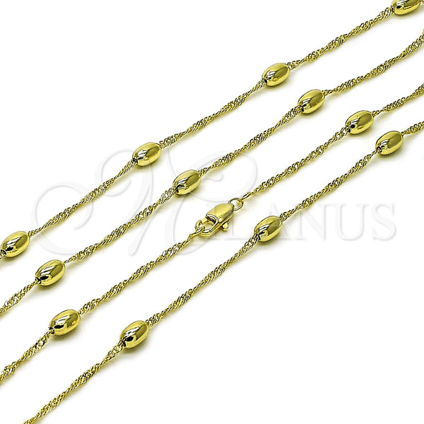 Gargantilla Basica 04.213.0282.20 Oro Laminado, Diseño de Singapore y Bola, Pulido, Tono Dorado (02 MM Thickness, 20 Inches Length)