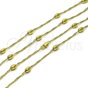 Gargantilla Basica 04.213.0282.22 Oro Laminado, Diseño de Singapore y Bola, Pulido, Tono Dorado (04 MM Thickness, 22 Inches Length)