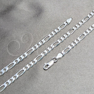 Gargantilla Basica 04.420.0013.22 Plata Rodinada, Diseño de Figaro, Pulido, Tono Plateado (Calibre 120, Grosor 04.6 MM, 22 Pulgadas de Largo)