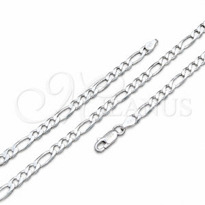 Gargantilla Basica 04.420.0013.22 Plata Rodinada, Diseño de Figaro, Pulido, Tono Plateado (Calibre 120, Grosor 04.6 MM, 22 Pulgadas de Largo)